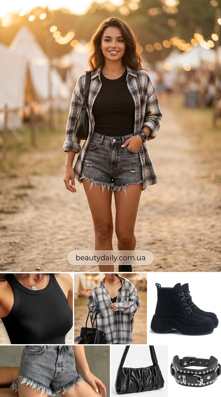 Шорти з високою талією з принтом в стилі бохо для фестивалю. Вільний образ 2024.