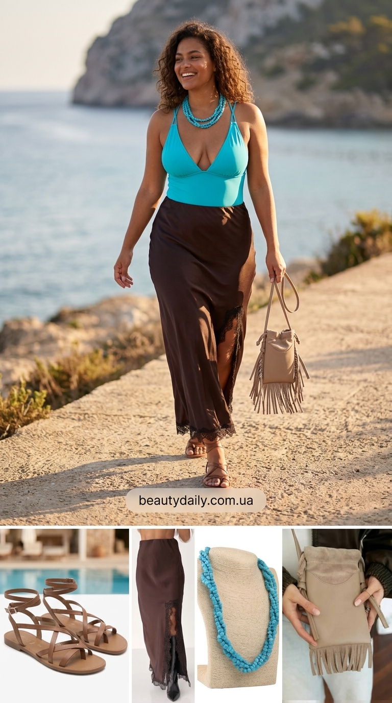 Богемний цілісний купальник помаранчевий з етнічним принтом для пляжної вечірки.