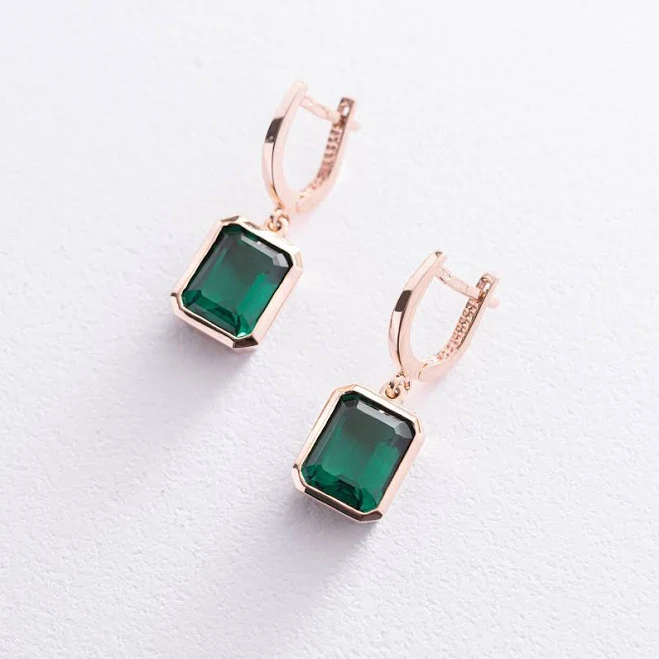 accessory Золотые серьги с зелеными фианитами с07513 - Cерьги Oniks Oniks $42140
