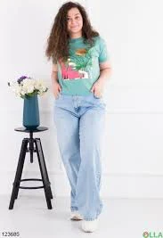 jeans Жіночі блакитні джинси-банани батал OLLA $1049