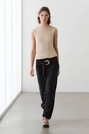 top Трикотажний топ на основі льняної тканини - БЕЖЕВИЙ massimodutti.com $2400