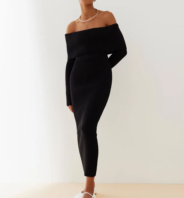dress Сукня міді з відкритими плечима Маріте чорна 25 Union $2440