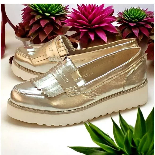 shoes Лофери на платформі для жінки 30 золоті р.41(устілка 26,1см). Жіночі лофери ROZETKA $830