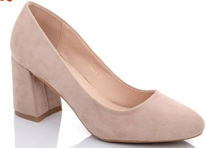 shoes Жіночі туфлі човника Башили екозамша на середньому підборі стовпчику ніжний беж 39 Anasol-style.com.ua $1190