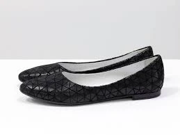 shoes Найзручніші туфлі на низькому ходу - Балетки з натуральної, неймовірно красивої ексклюзивної шкіри чорні трикутники, Т-413-36. Сносу нет $3290