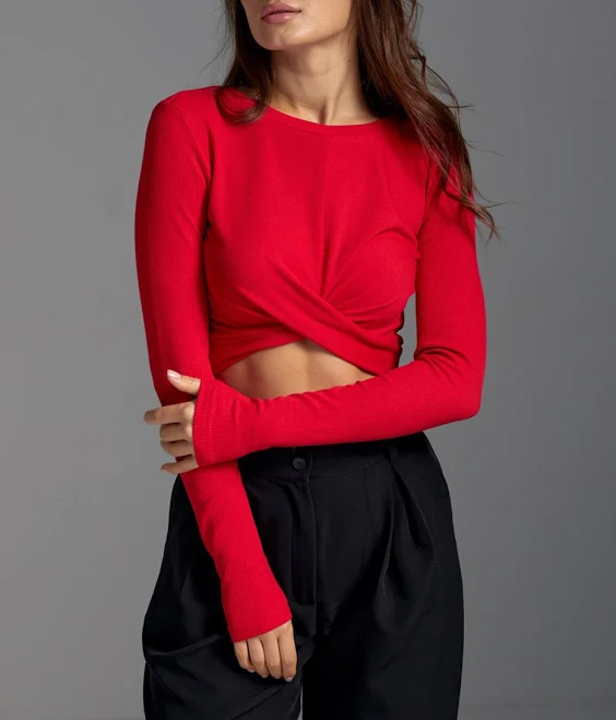 top Кроп-топ з переплетом (червоний) Шикарные Меха $449