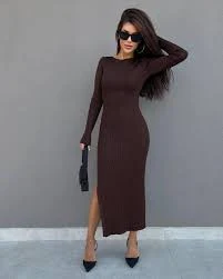 dress В&rsquo;язана сукня міді з розрізом 50% бавовна &mdash; шоколадна, чорна, бежева, біла, мокко katrina-fashion.com $1249