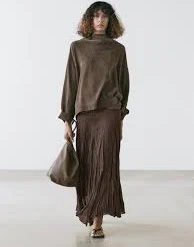 skirt Струмуюча спідниця міді з год&eacute; - БЛІДО-РОЖЕВИЙ massimodutti.com $5300
