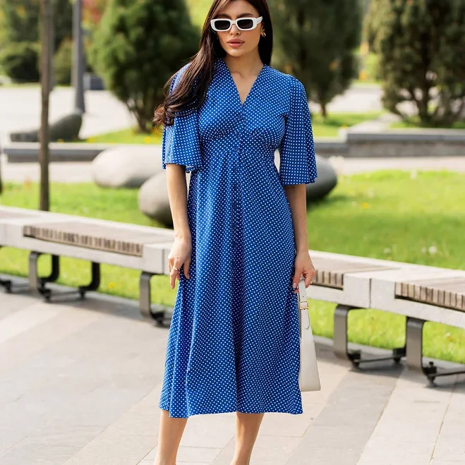 dress Синя сукня софт довга в горох Maritel $599