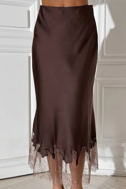 skirt Спідниця сатин шовк міді з мереживом sarahberlin.com $9500