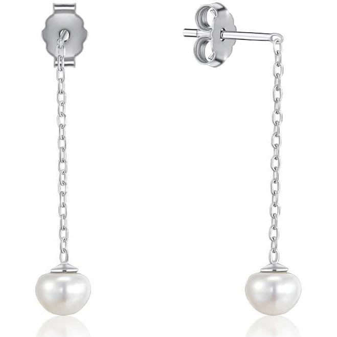 accessory Срібні сережки з перлами AL110010-S-W-WH-E/12/4986 Срібний Вік $1217