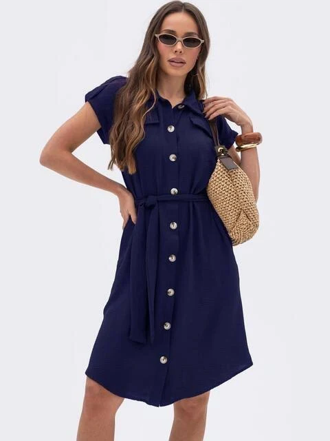 dress Dressa Сукня сорочка темно-синього кольору з поясом 74268 &ndash; купити в Києві dressa.com.ua $1039