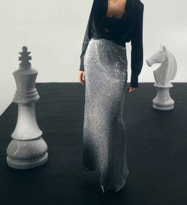 skirt Gepur Срібляста спідниця максі з паєтками gepur.com $1499