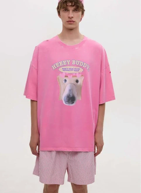 oversized t-shirt Футболка оверсайз рожева виварена Hey Buddy Колір Пудровий Розмір XS/S beomdesign.com.ua $1739
