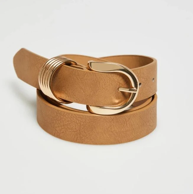 accessory Коричневий пояс із золотою пряжкою з еко-шкіри MOODO moodozp.com $615