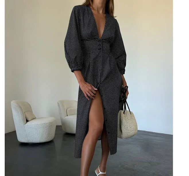 dress Сукня у горошок з котону та довгим рукавом, чорна Rikky Hype Rikky Hype $810