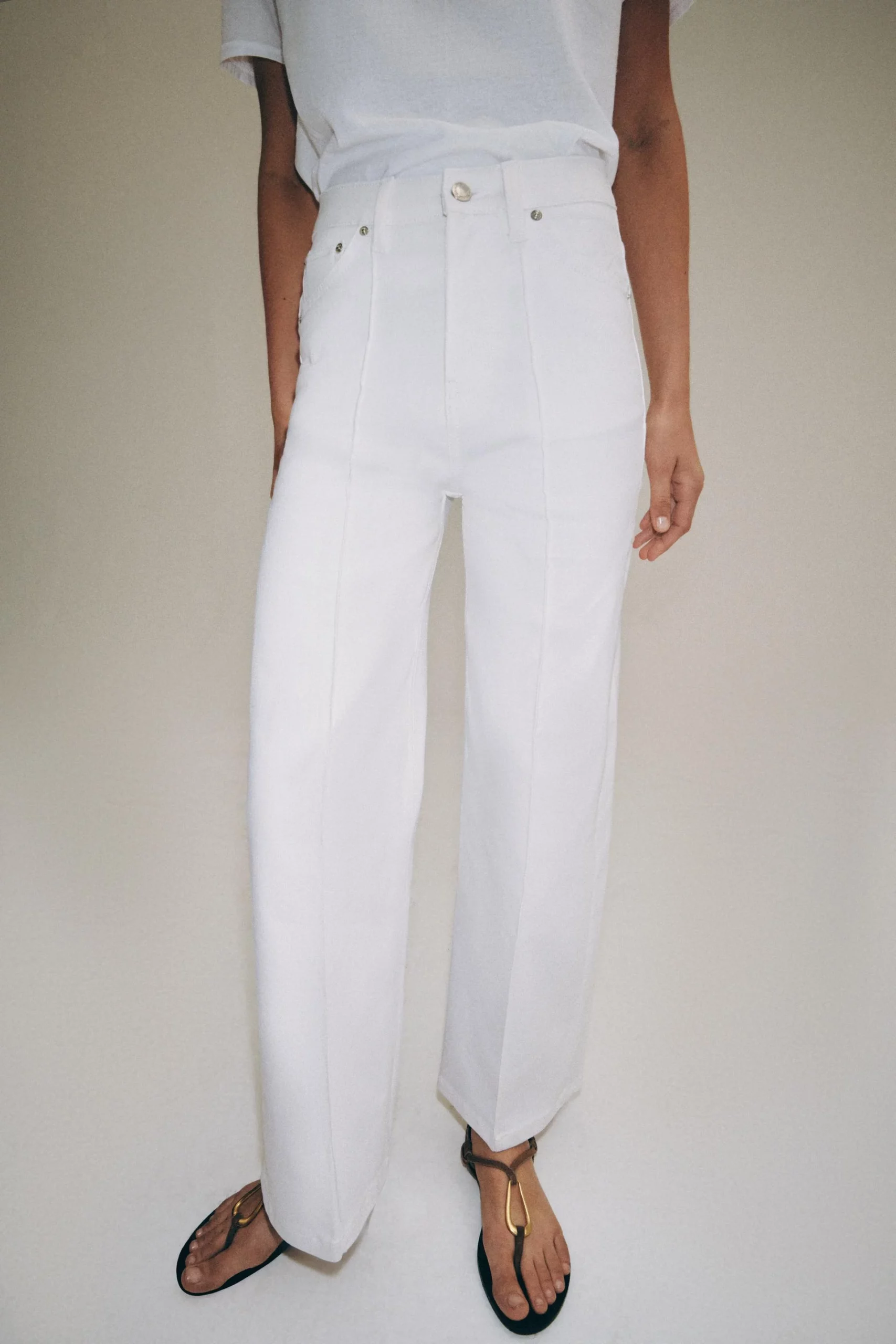 Белые широкие джинсы Zara