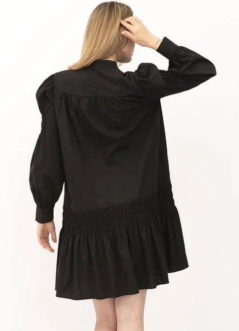 dress Черное женское платье А-силуэта с воротником-стойкой и рюшами Ламье 01 lesia.ua $790