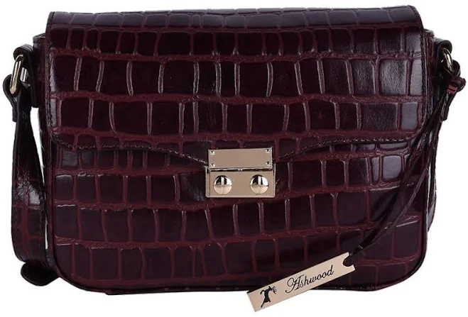 Сумка-кроссбоди женская кожаная с фактурой кроко Ashwood Bordo 93994 (бордовый) MODNOTAK $3950