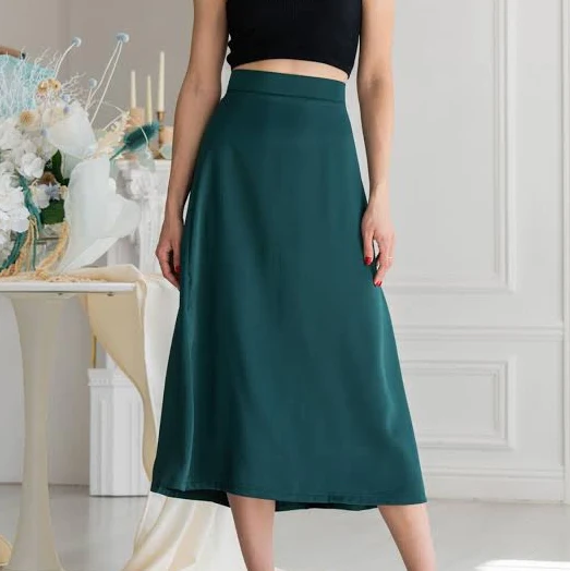 skirt Женская юбка миди RiMari (0221-smaragdovij), цвет изумрудный, материал — шелк, Intertop.ua $1878