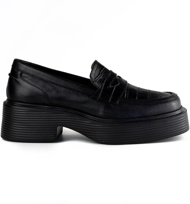 Обувь Лоферы женские на массивной подошве, черные кожаные туфли женские Woman's heel на широком каблуке 37 (О-912). Женские лоферы ROZETKA $1890